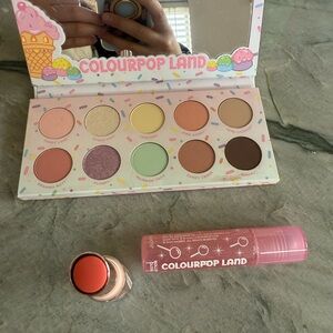 ColourPop Land palette, lipstick, and roller gloss bundle. Never used!